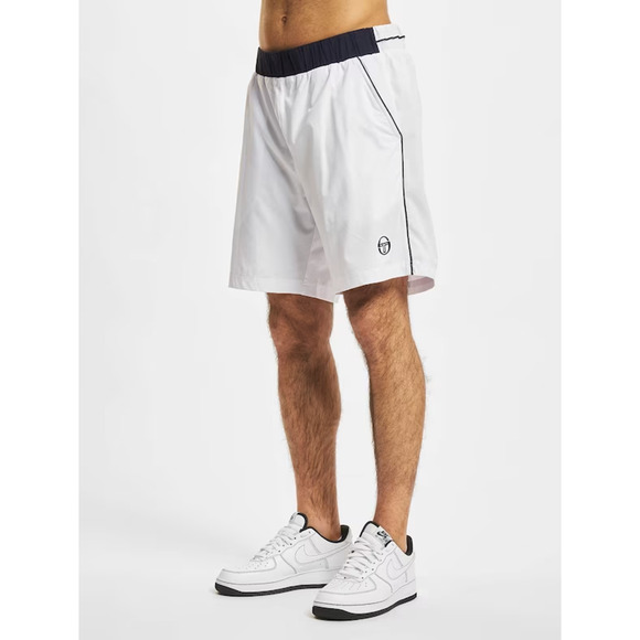 NWOT Sergio Tacchini TCP Shorts Mens Size 3XL Mesh Lined WHITE NAVY BLUE Shorts - Picture 1 of 11